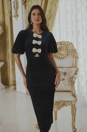 Mila Polka Dot Navy Dress
