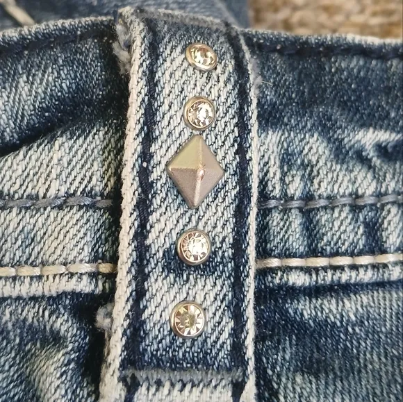 Miss Me Mid-Rise Embellished Easy Bootcut Denim Jeans Women's Size 26