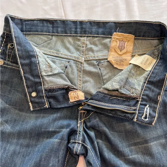 Monarchy Atelier Distressed Embroidered Stitching Bootcut Denim Jeans Size 29
