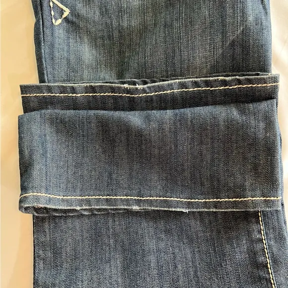 Monarchy Atelier Distressed Embroidered Stitching Bootcut Denim Jeans Size 29