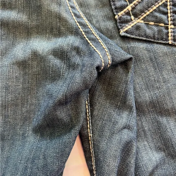 Monarchy Atelier Distressed Embroidered Stitching Bootcut Denim Jeans Size 29