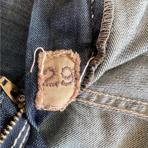 Monarchy Atelier Distressed Embroidered Stitching Bootcut Denim Jeans Size 29