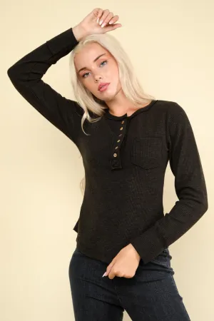 morning waffles top- black