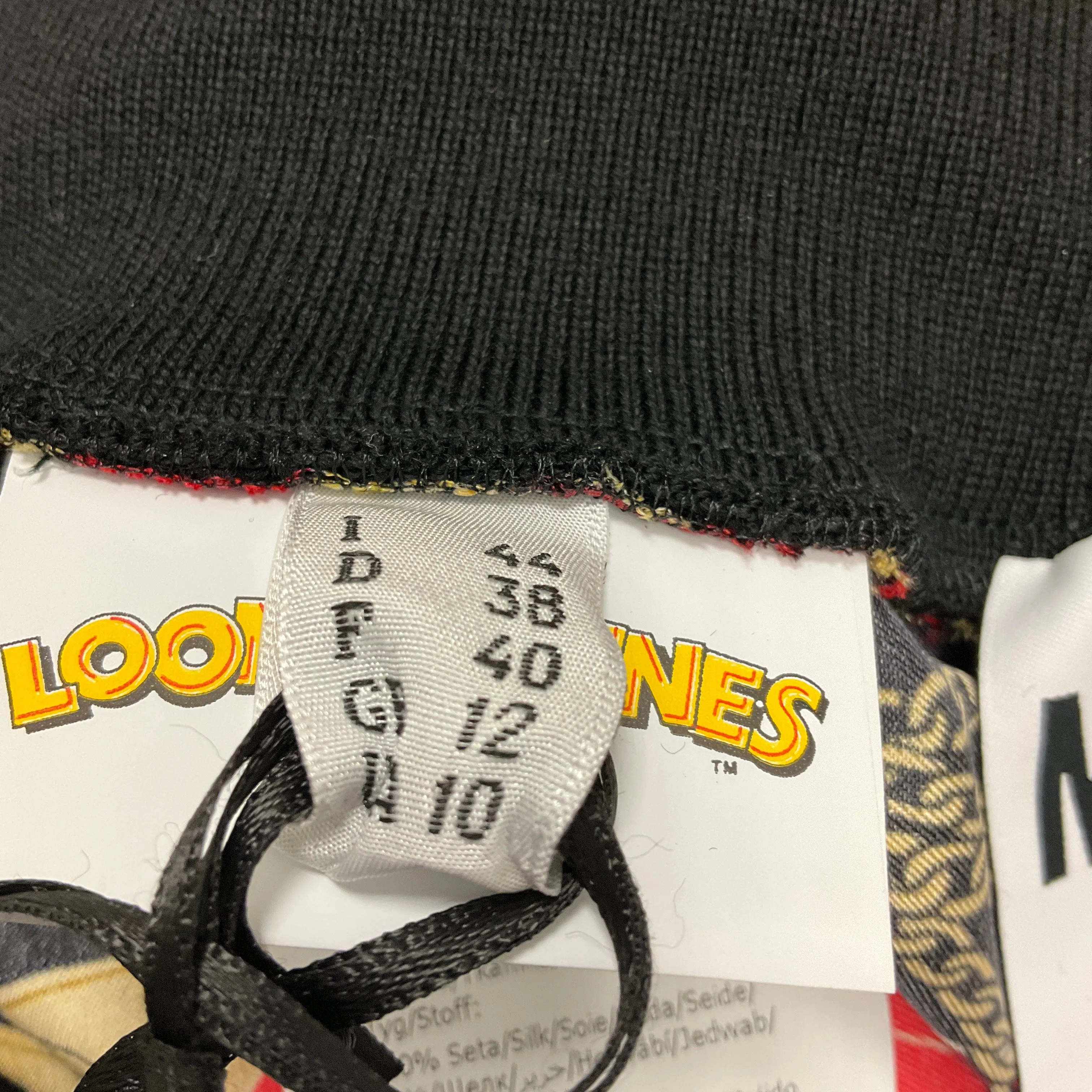 Moschino Red / Gold / Black Multi 2022 Looney Tunes Print Silk Pants