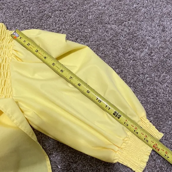 Nasty Gal | Dresses | Nasty Gal Shirred Puff Sleeve Midi Dress Yellow sz 12