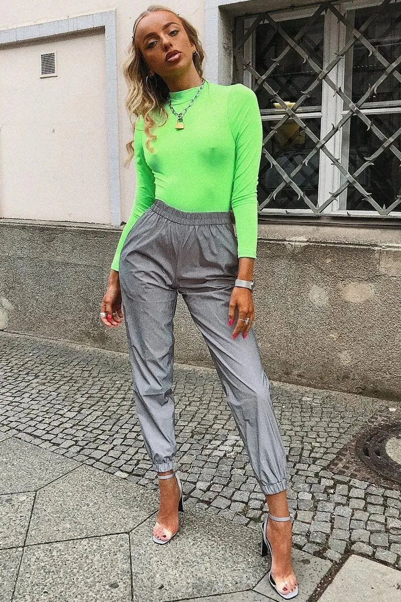 Neon Green Slinky Bodysuit - Allison