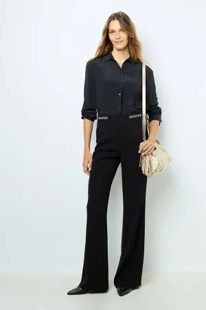 NUALA NAVY WIDE LEGGED TROUSERS