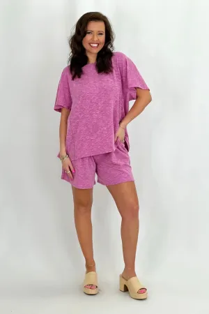 Orchid Elastic Shorts Lounge Set