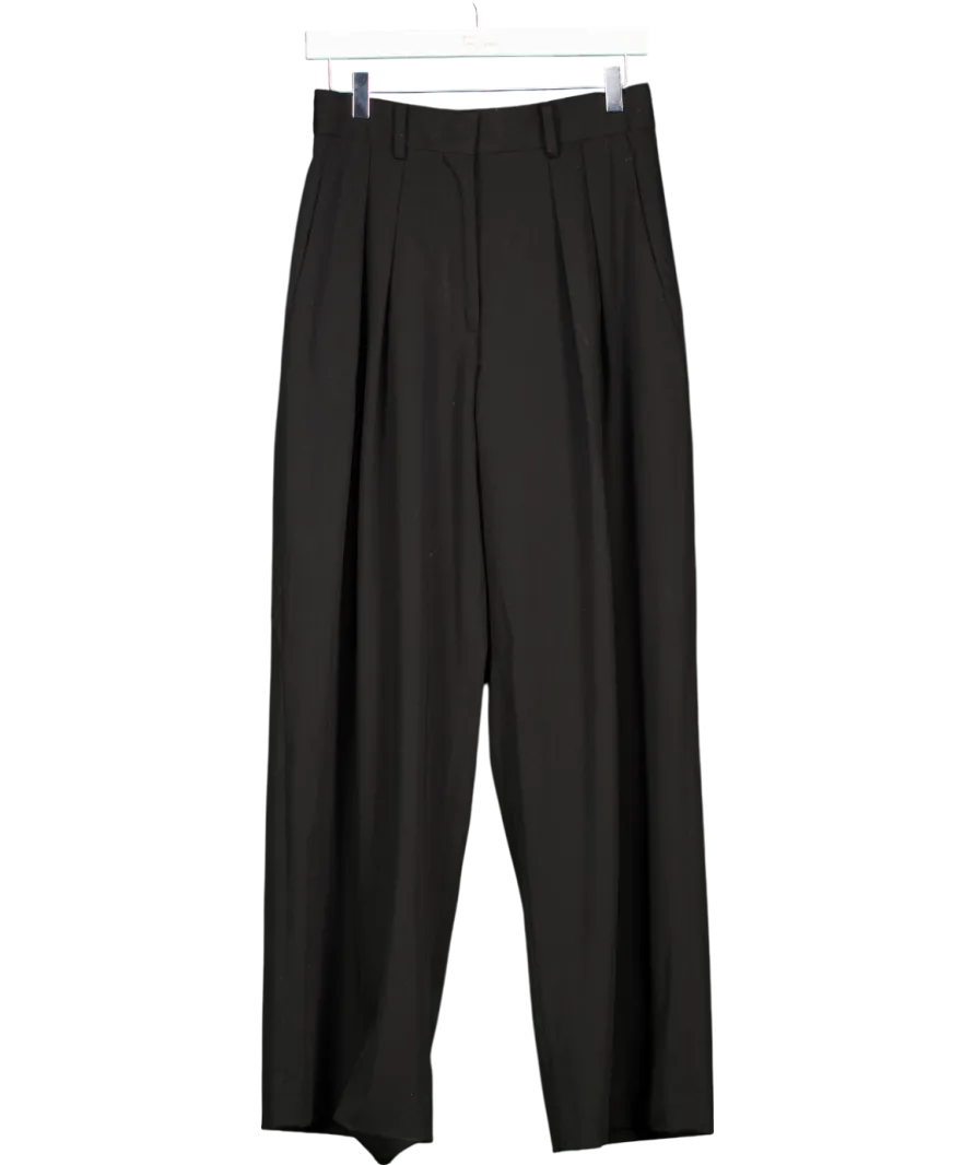 Papermoon Frankie Shop Black Sweat Wide Pin Tuck Trousers UK S