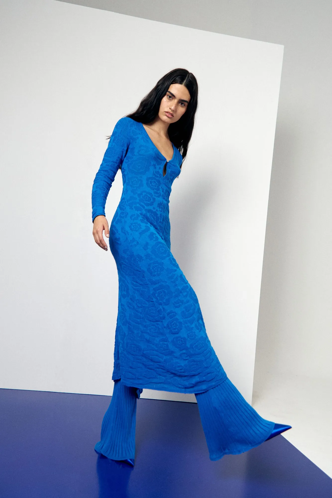 Petunia Dress in Indigo Flowers