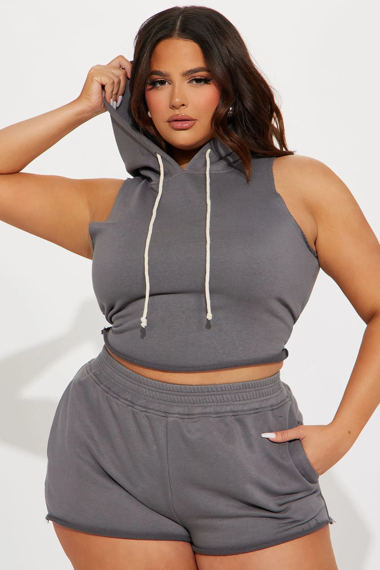 Playing Games French Terry Lounge Top - Charcoal