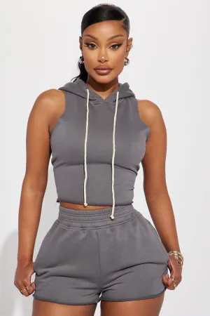 Playing Games French Terry Lounge Top - Charcoal