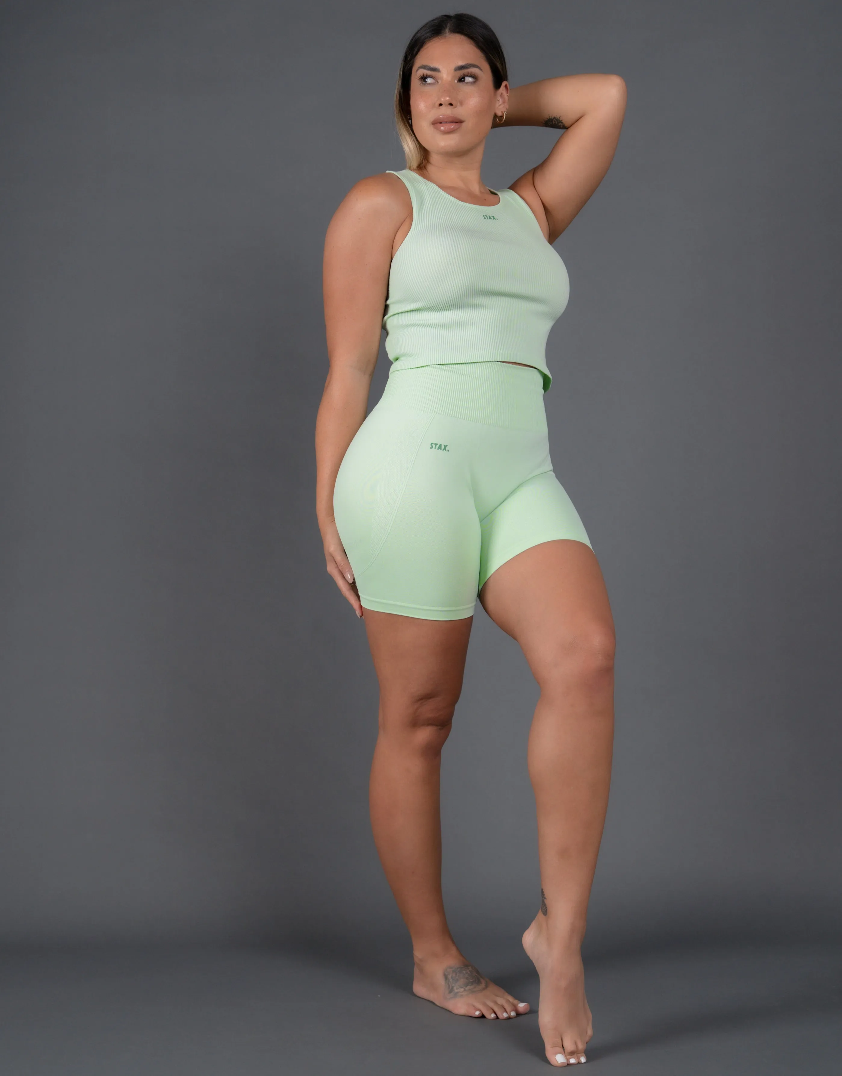 Premium Seamless V5 Cropped Singlet Lounge - Aurora (Sage)