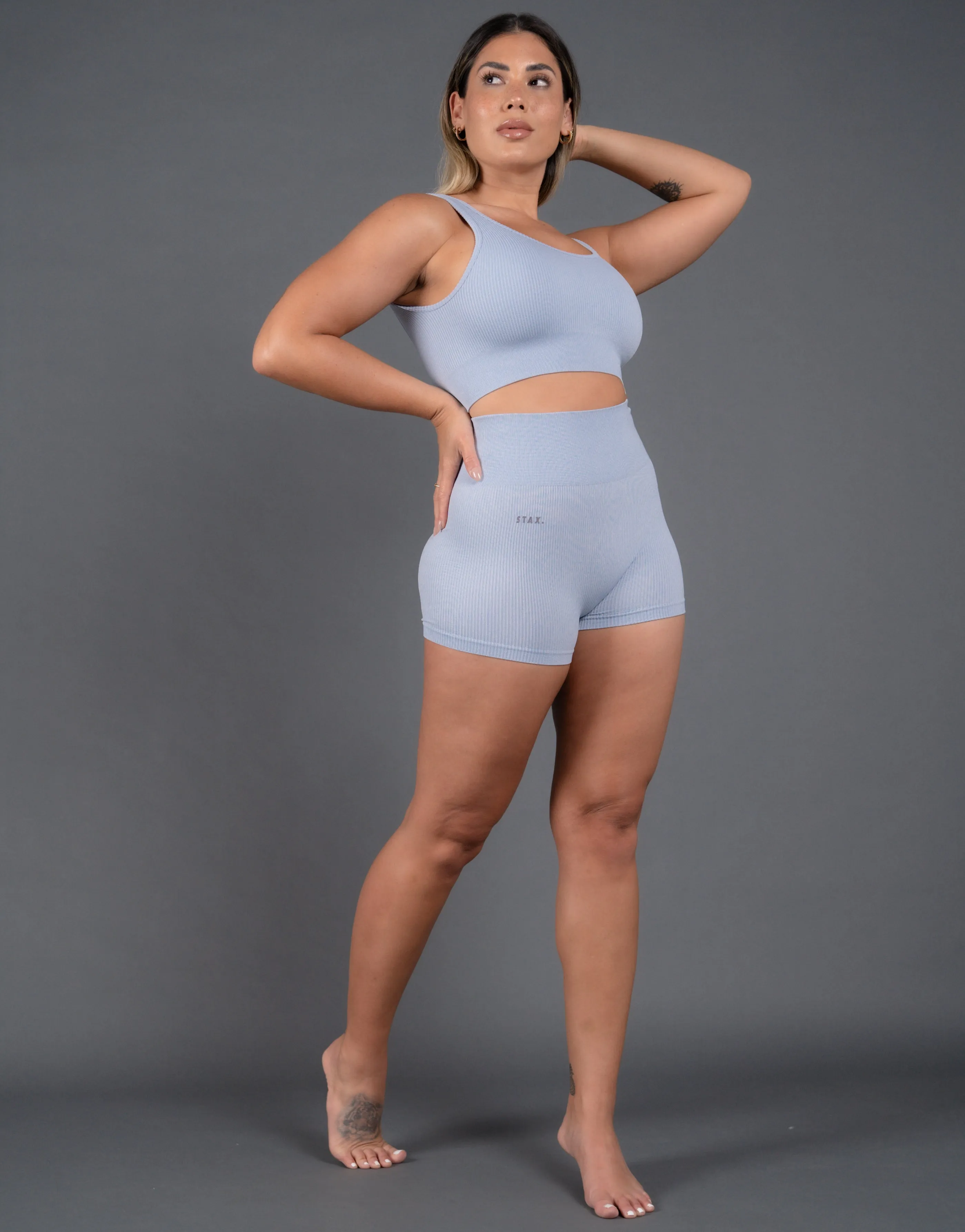 Premium Seamless V5 Low Back Crop Lounge - Arion (Blue)