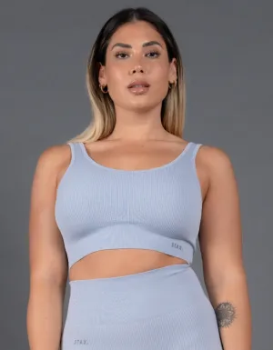 Premium Seamless V5 Low Back Crop Lounge - Arion (Blue)
