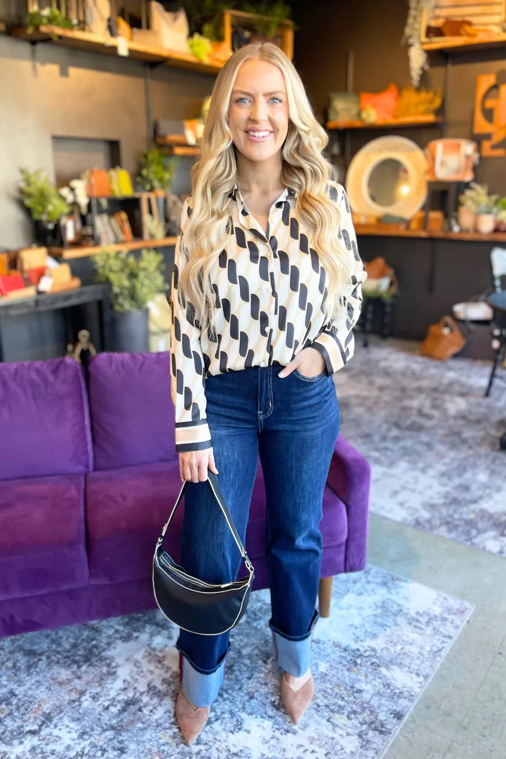 Printed Button Down Shirt