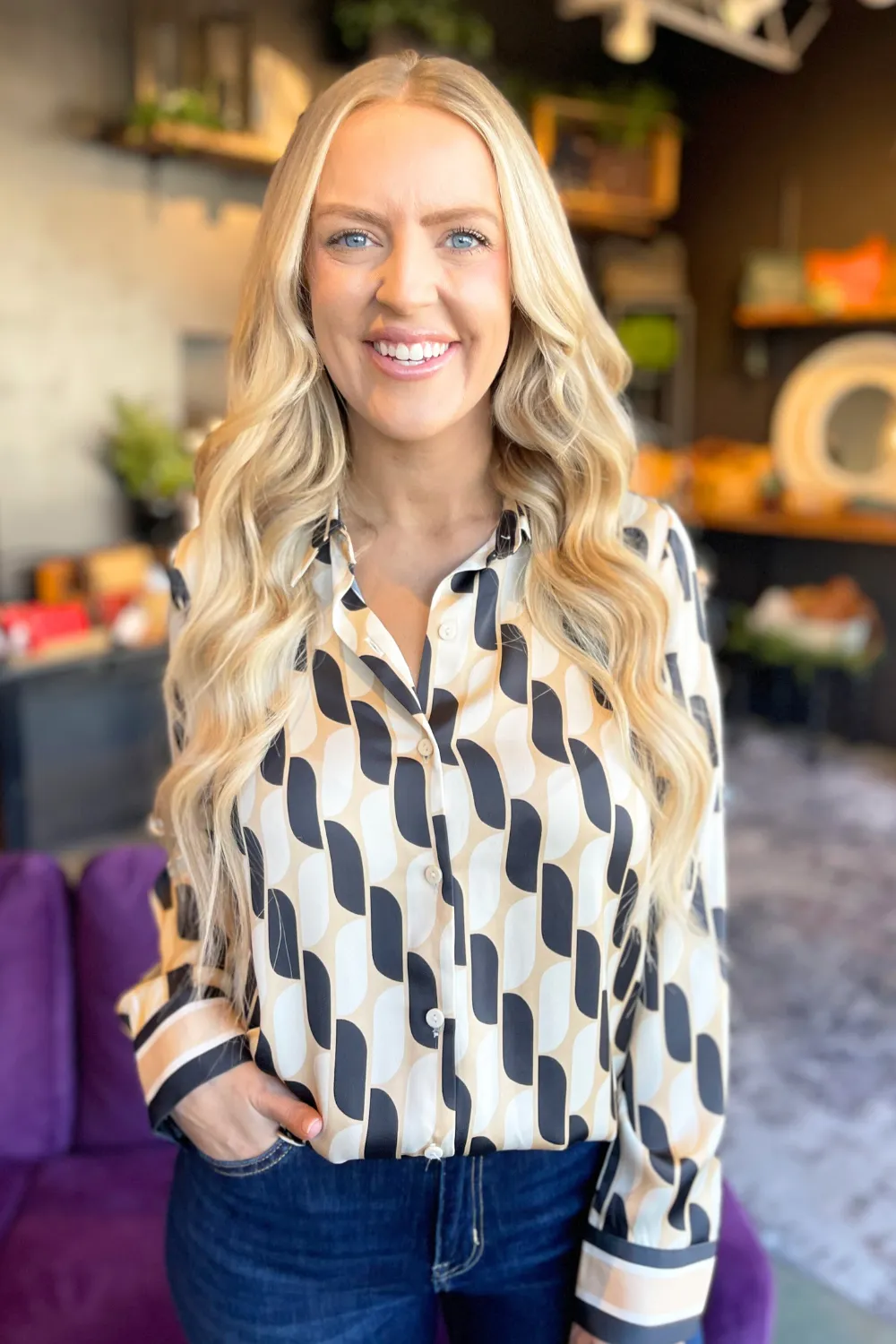 Printed Button Down Shirt