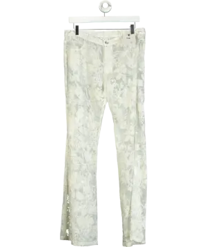 PROD Cream Velvet-flocked Semi-sheer Trousers UK M