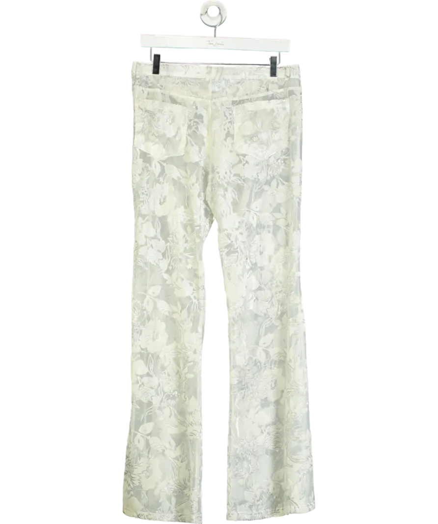 PROD Cream Velvet-flocked Semi-sheer Trousers UK M