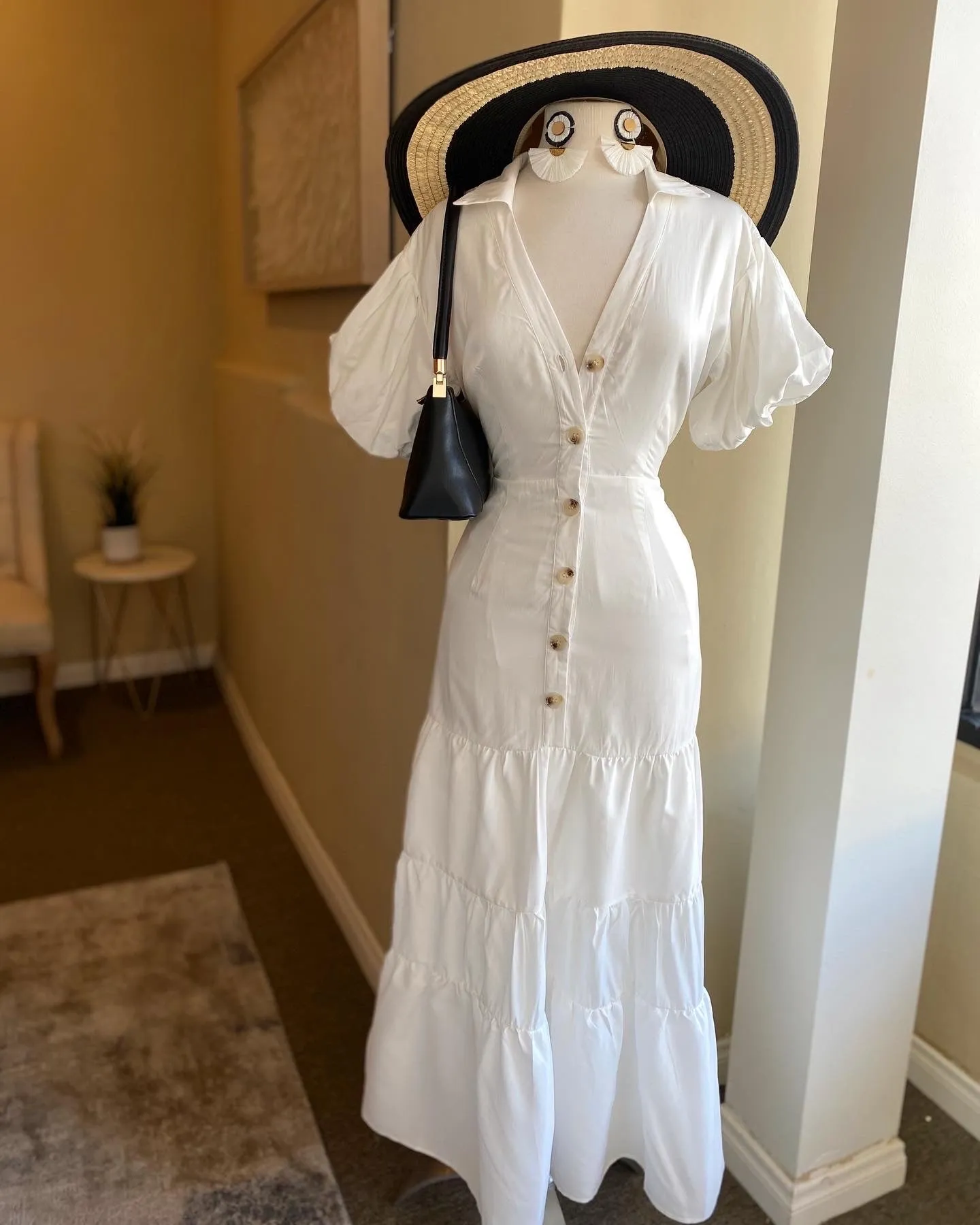 Puff Sleeve Ruffle Bottom Dress FINAL SALE