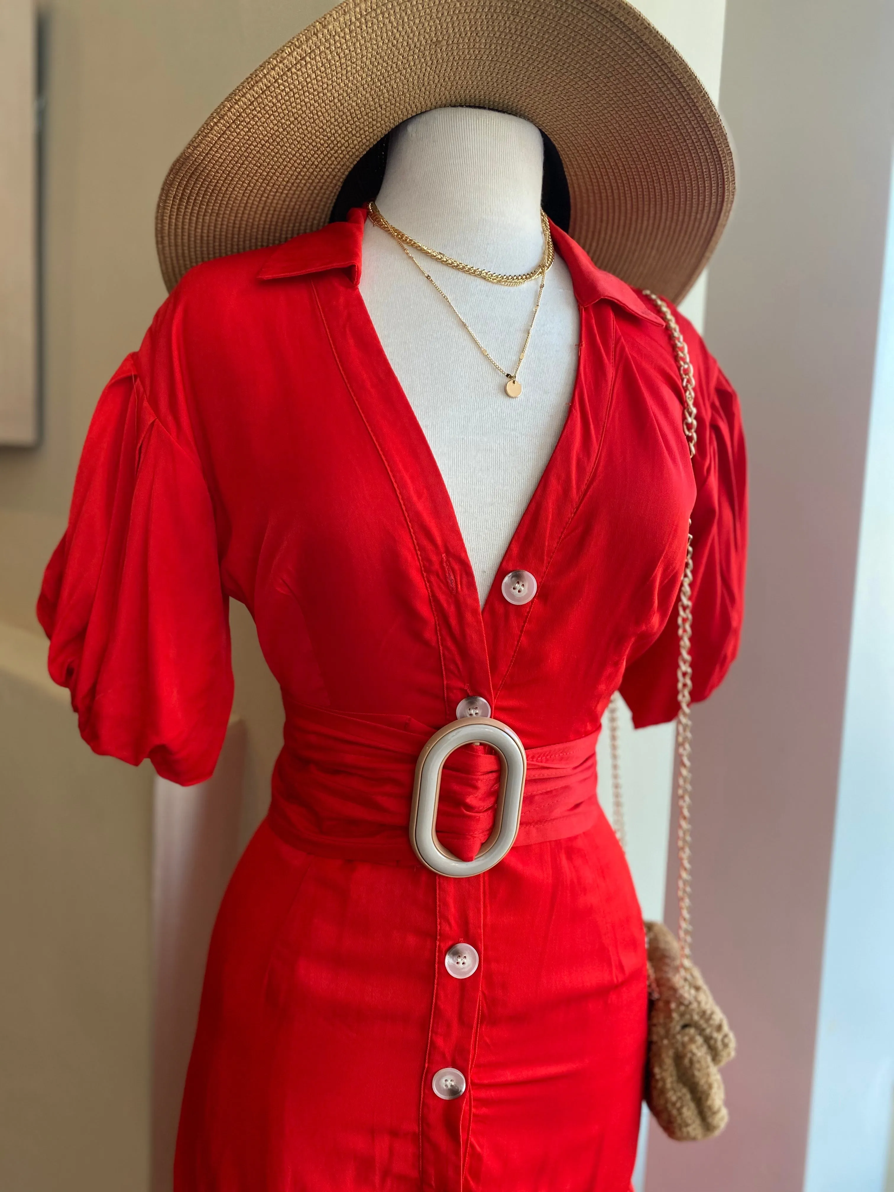 Puff Sleeve Ruffle Bottom Dress FINAL SALE
