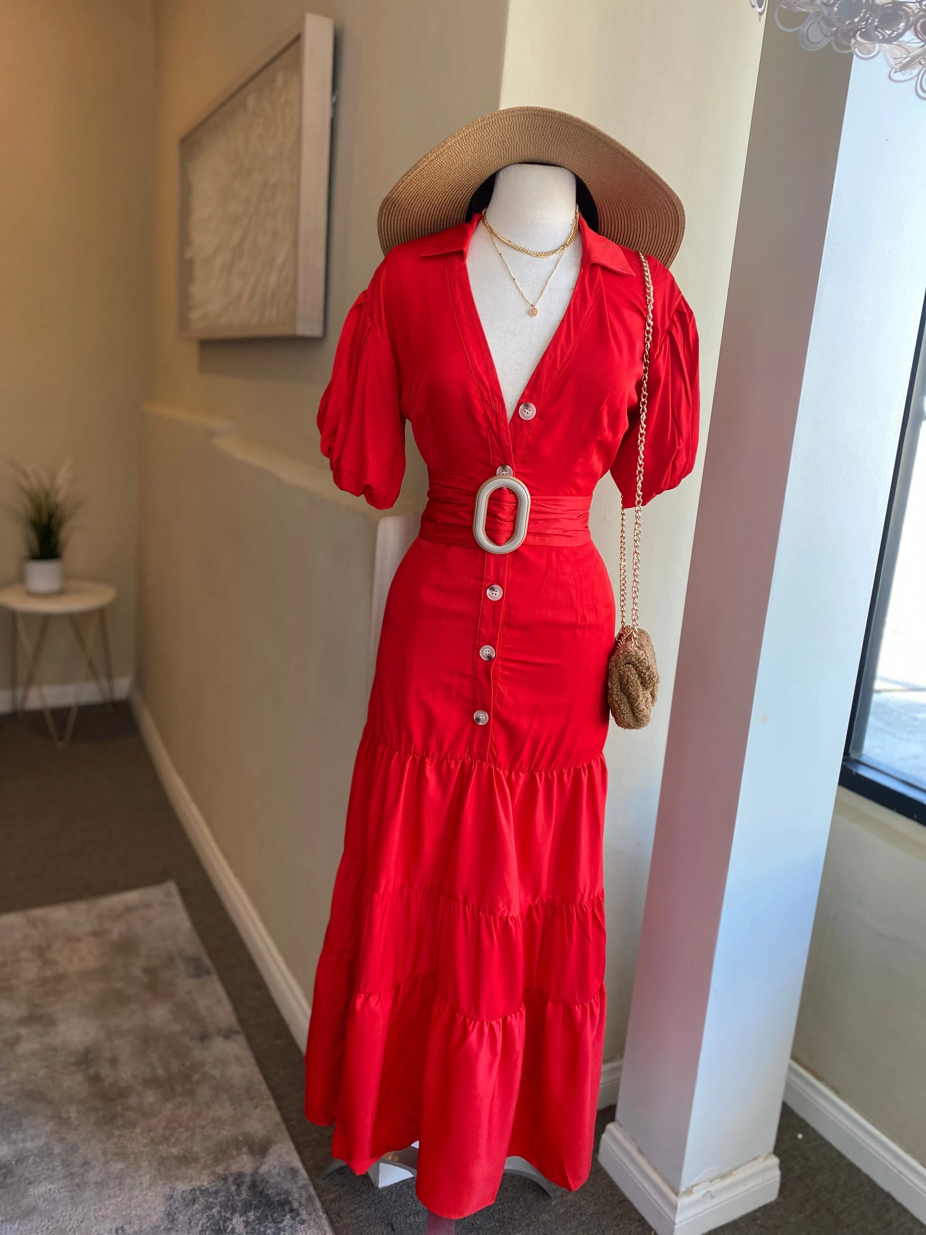 Puff Sleeve Ruffle Bottom Dress FINAL SALE
