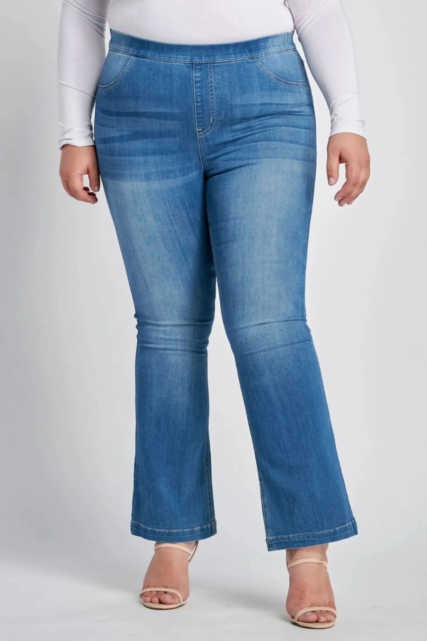 Pull On Medium Wash  Plus Flare -30"