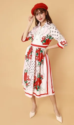 QUINCE Long-Sleeve Collared Dress (Pink)