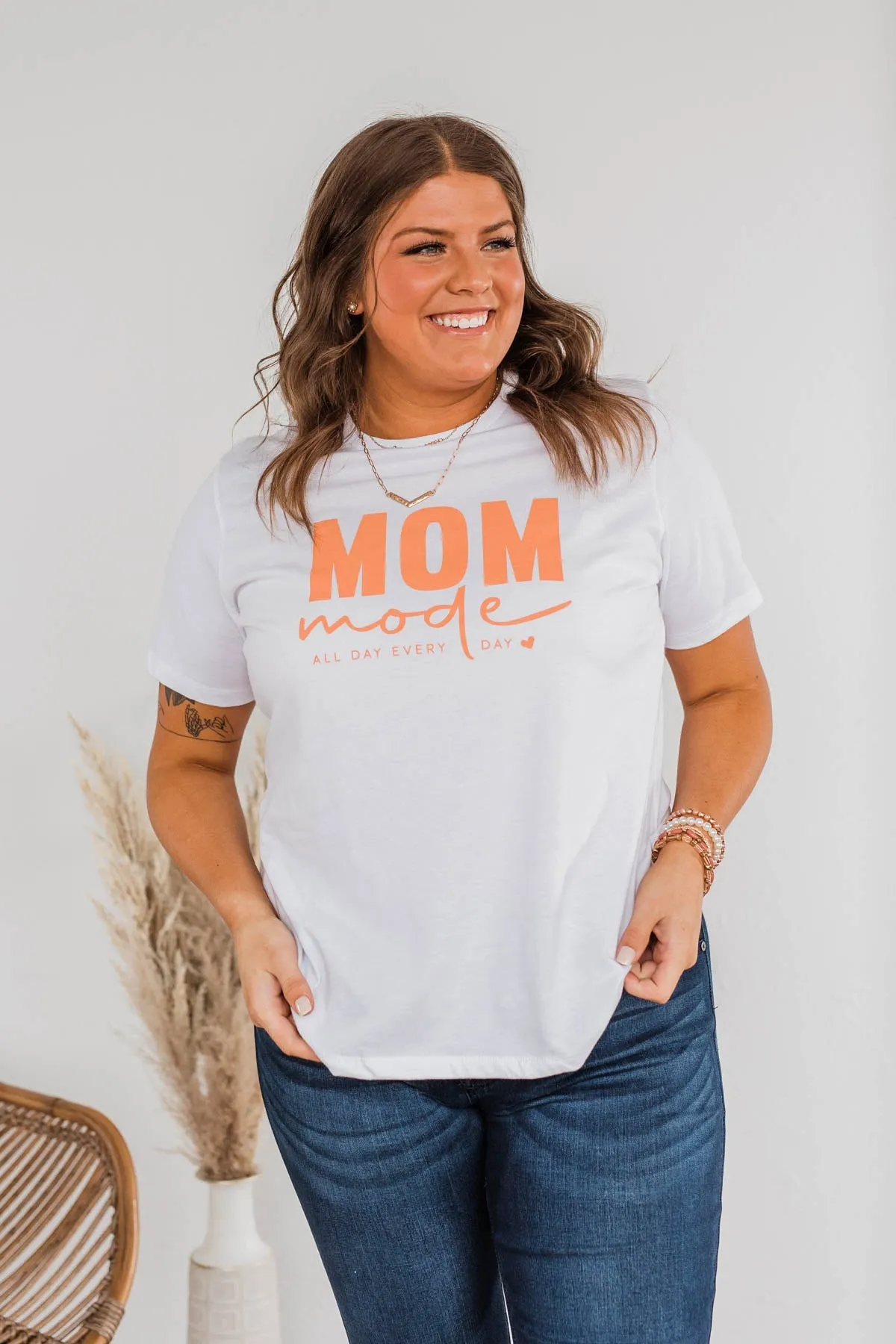 "Mom Mode" Graphic Tee- White