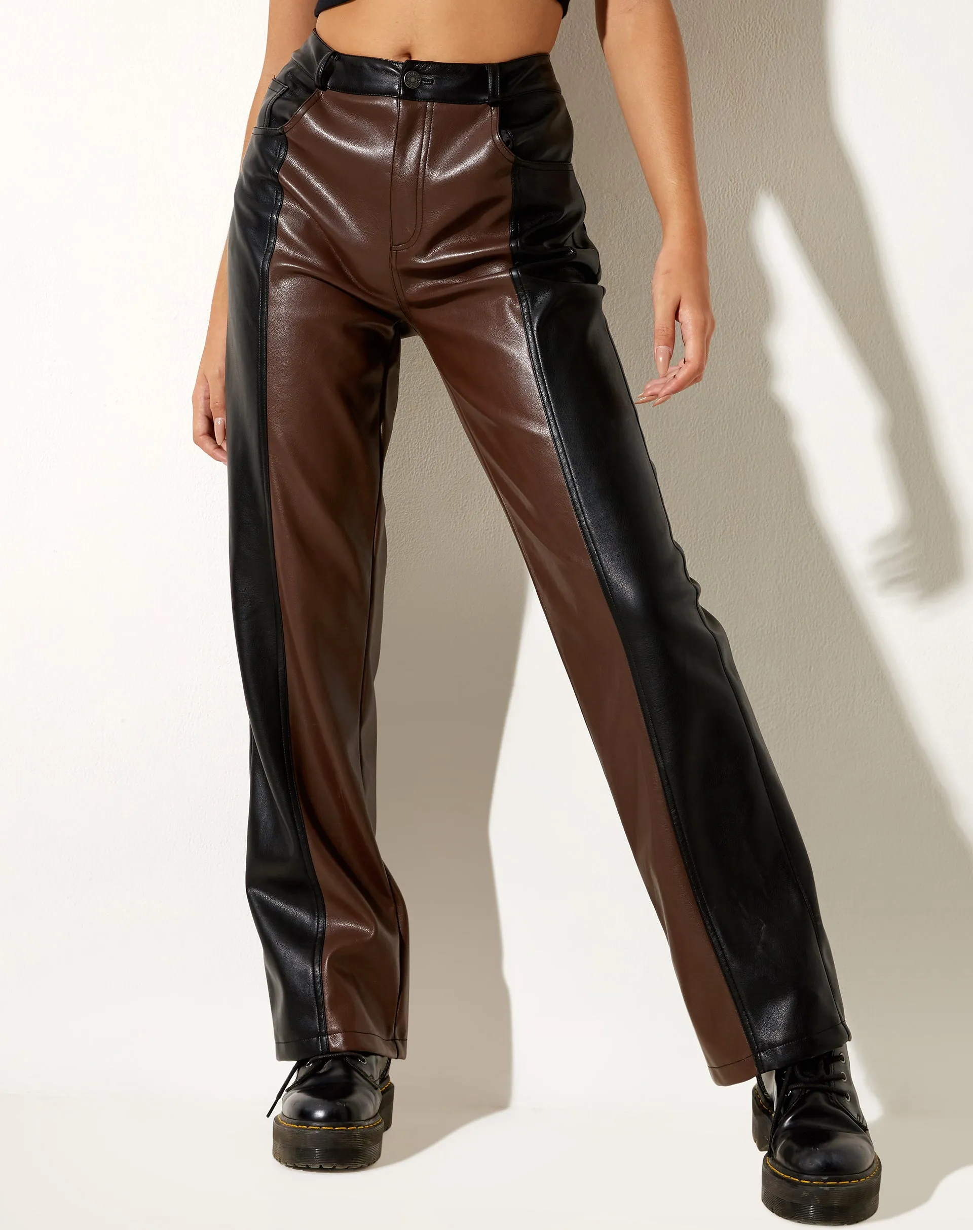 Rakata Wide Leg Trouser in PU Bitter Chocolate