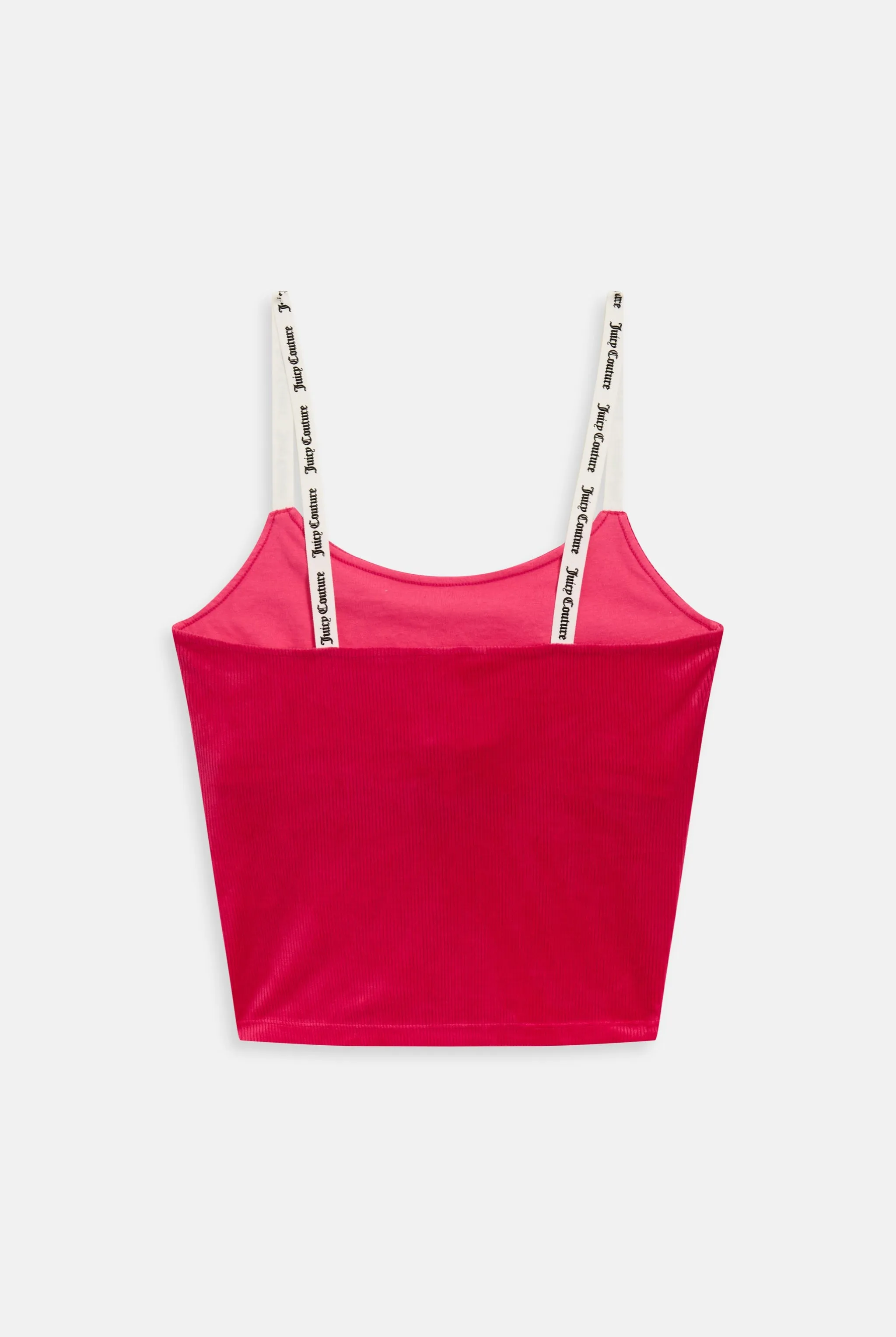 RASPBERRY SORBET CONTRAST STRAP RIBBED VELOUR TANK TOP