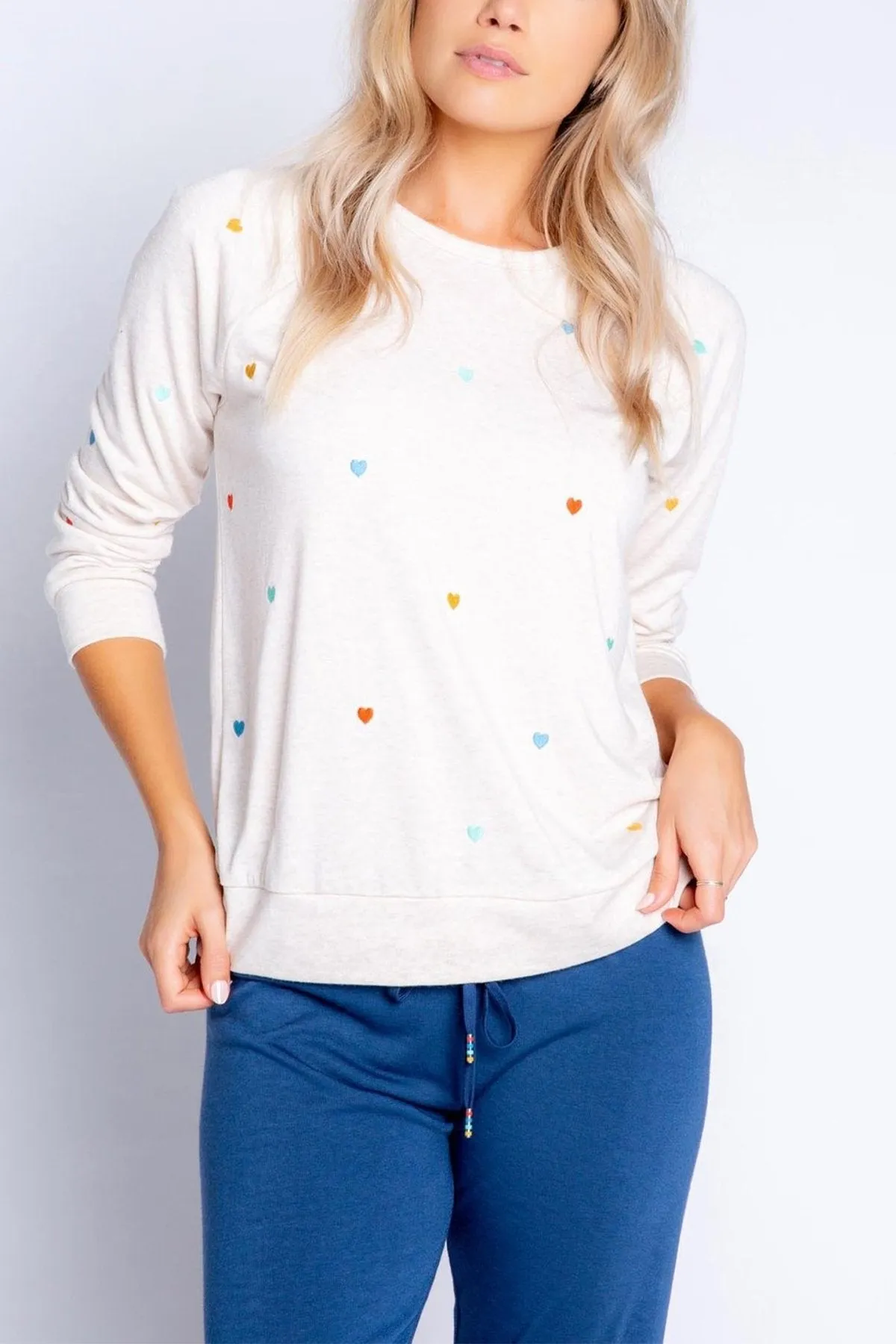 Retro Lounge Long Sleeve Top in Oatmeal