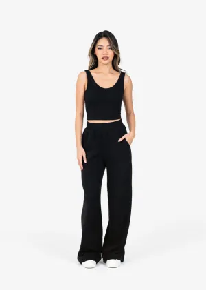 Rib Knit Lounge Cropped Tank Black FINAL SALE