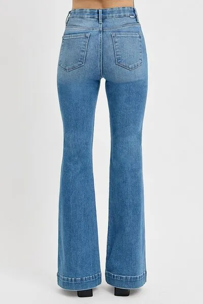 RISEN Full Size Front Patch Pocket Flare Jeans Plus Size ONLINE EXCLUSIVE