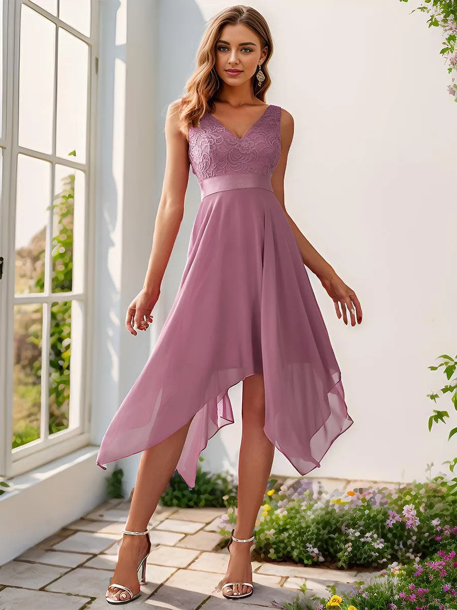 Robe pour mariage irrégulière en mousseline de soie