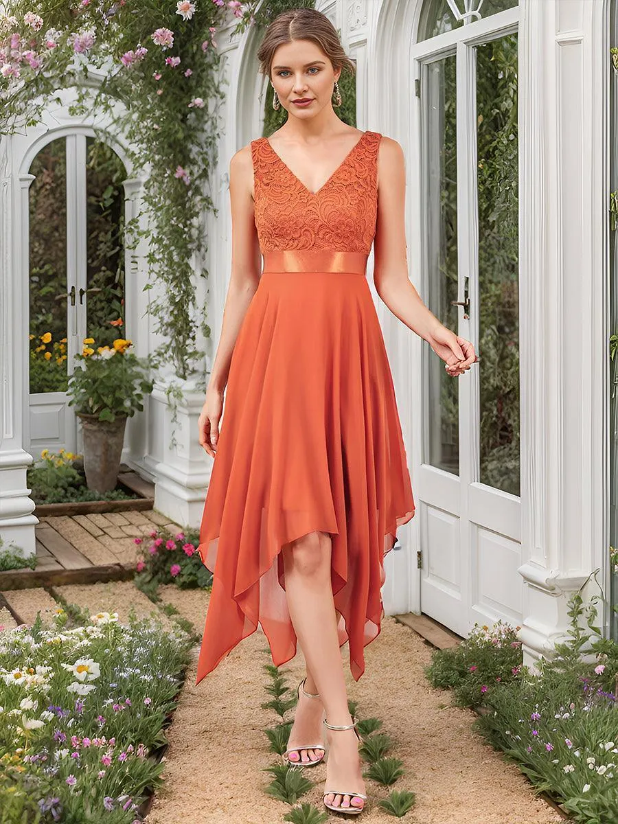 Robe pour mariage irrégulière en mousseline de soie