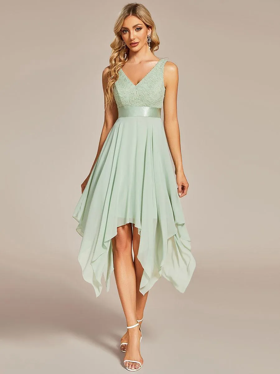 Robe pour mariage irrégulière en mousseline de soie