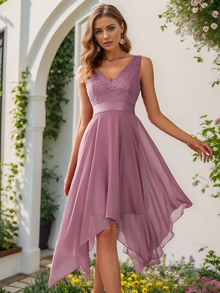 Robe pour mariage irrégulière en mousseline de soie