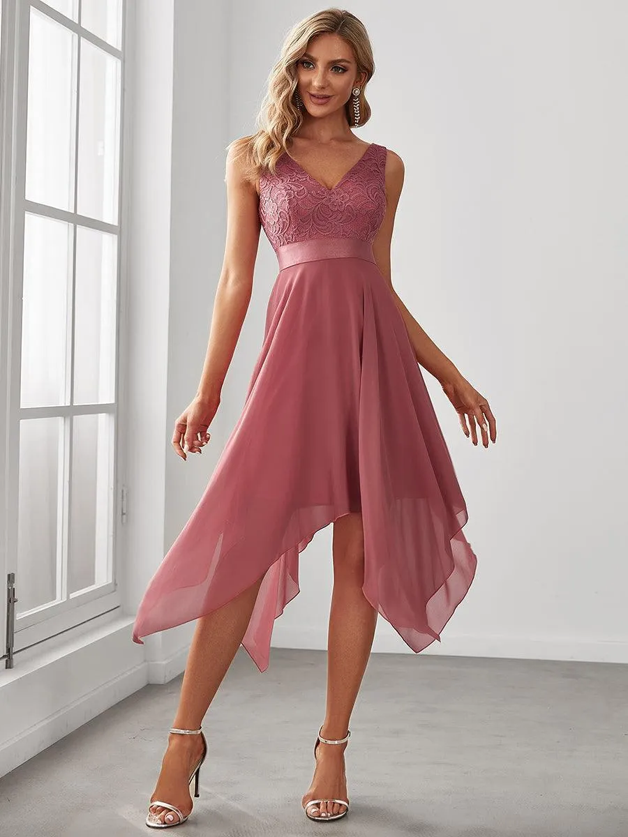 Robe pour mariage irrégulière en mousseline de soie