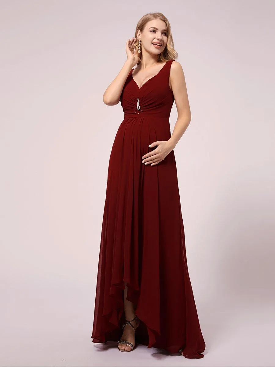 Robes De Maternité De Soirée En Mousseline De Soie à Col En V(Vente finale)