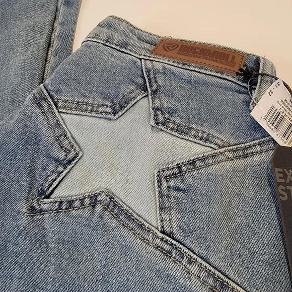 Rock &amp; Roll Denim Blue Star High-Rise Flare Jeans Size 31x32 NWT!