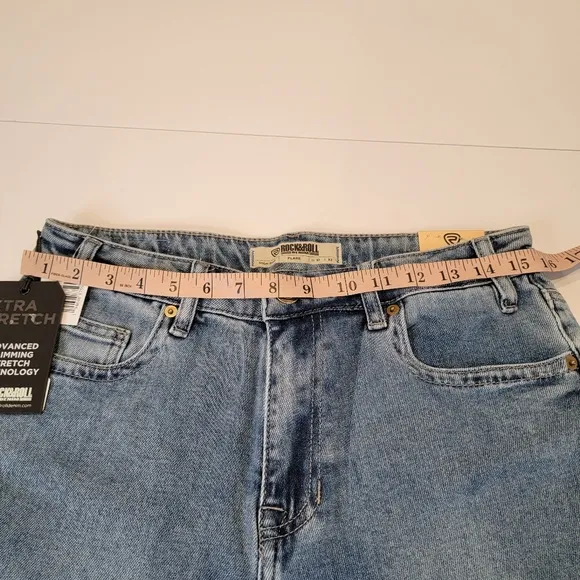 Rock &amp; Roll Denim Blue Star High-Rise Flare Jeans Size 31x32 NWT!