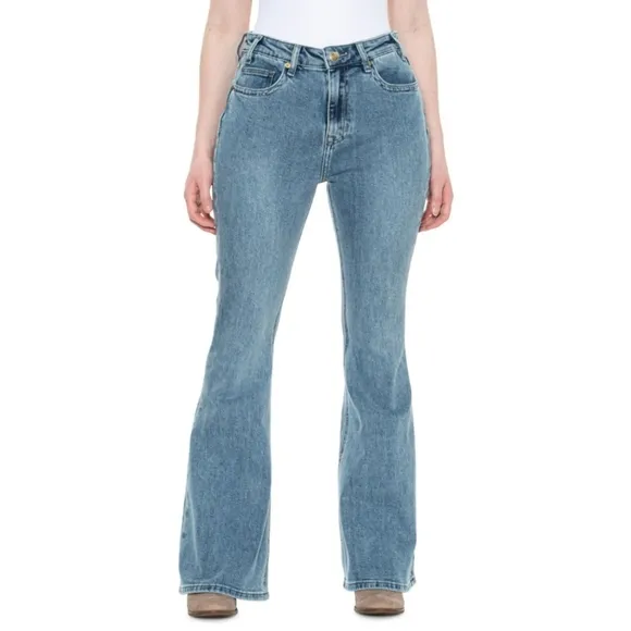 Rock &amp; Roll Denim Blue Star High-Rise Flare Jeans Size 31x32 NWT!