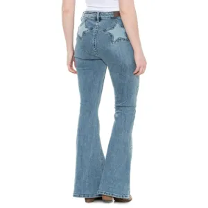 Rock &amp; Roll Denim Blue Star High-Rise Flare Jeans Size 31x32 NWT!