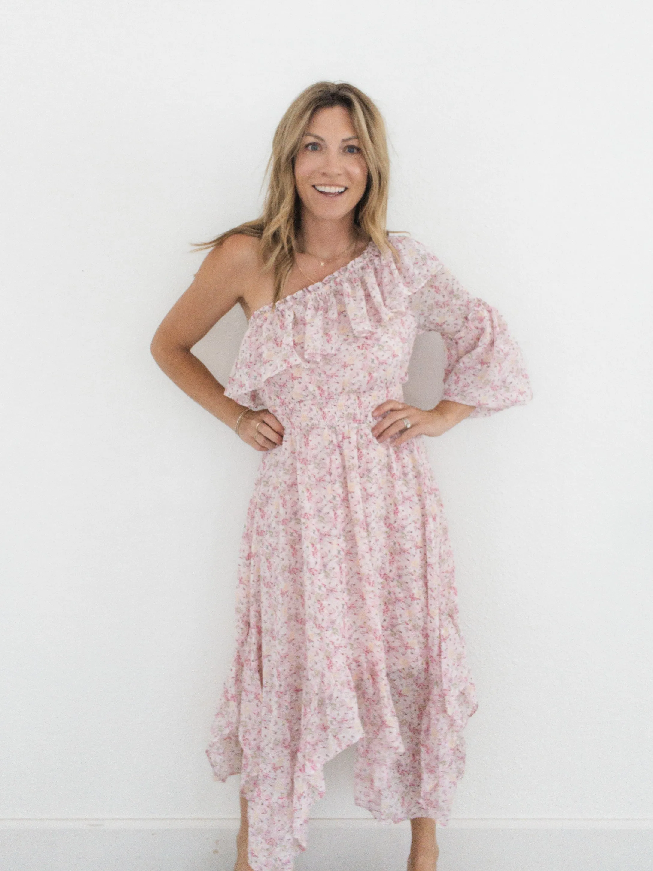 Rose Covered Lenses Midi Dress
