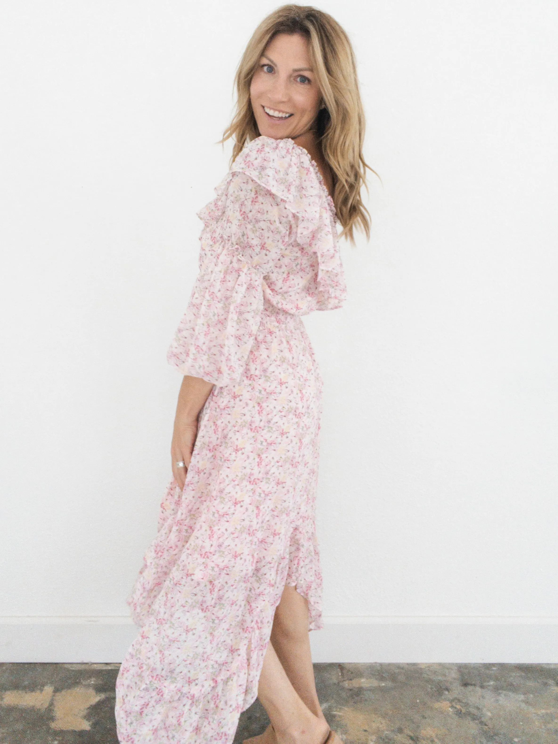 Rose Covered Lenses Midi Dress