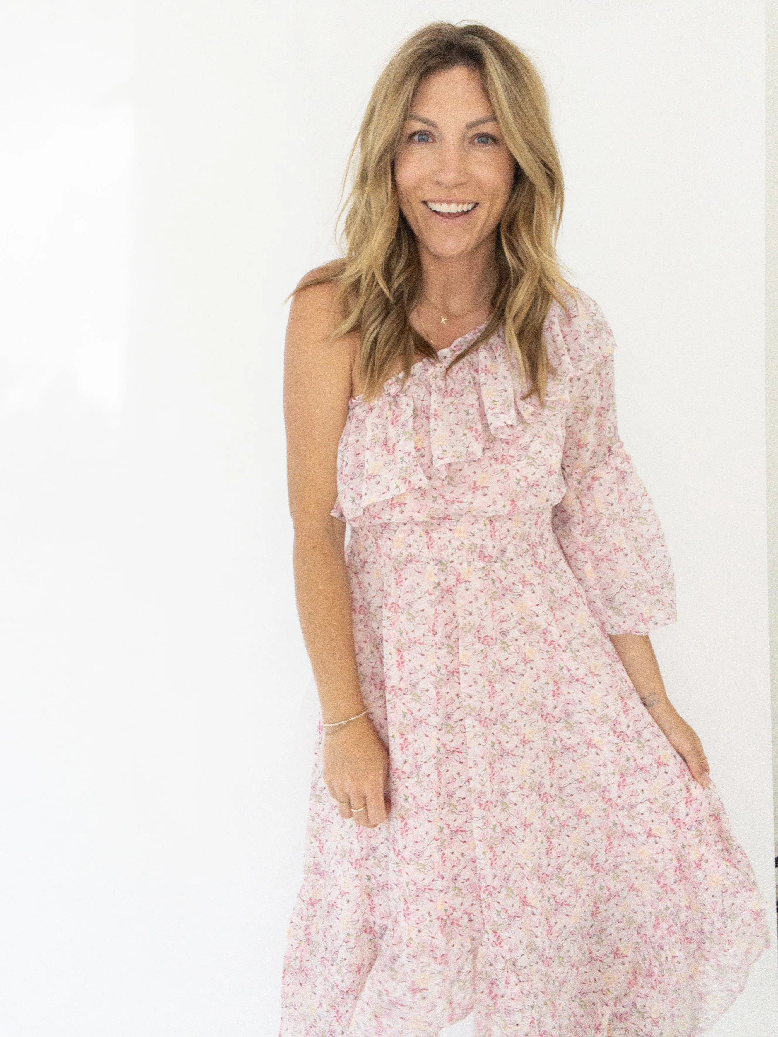 Rose Covered Lenses Midi Dress