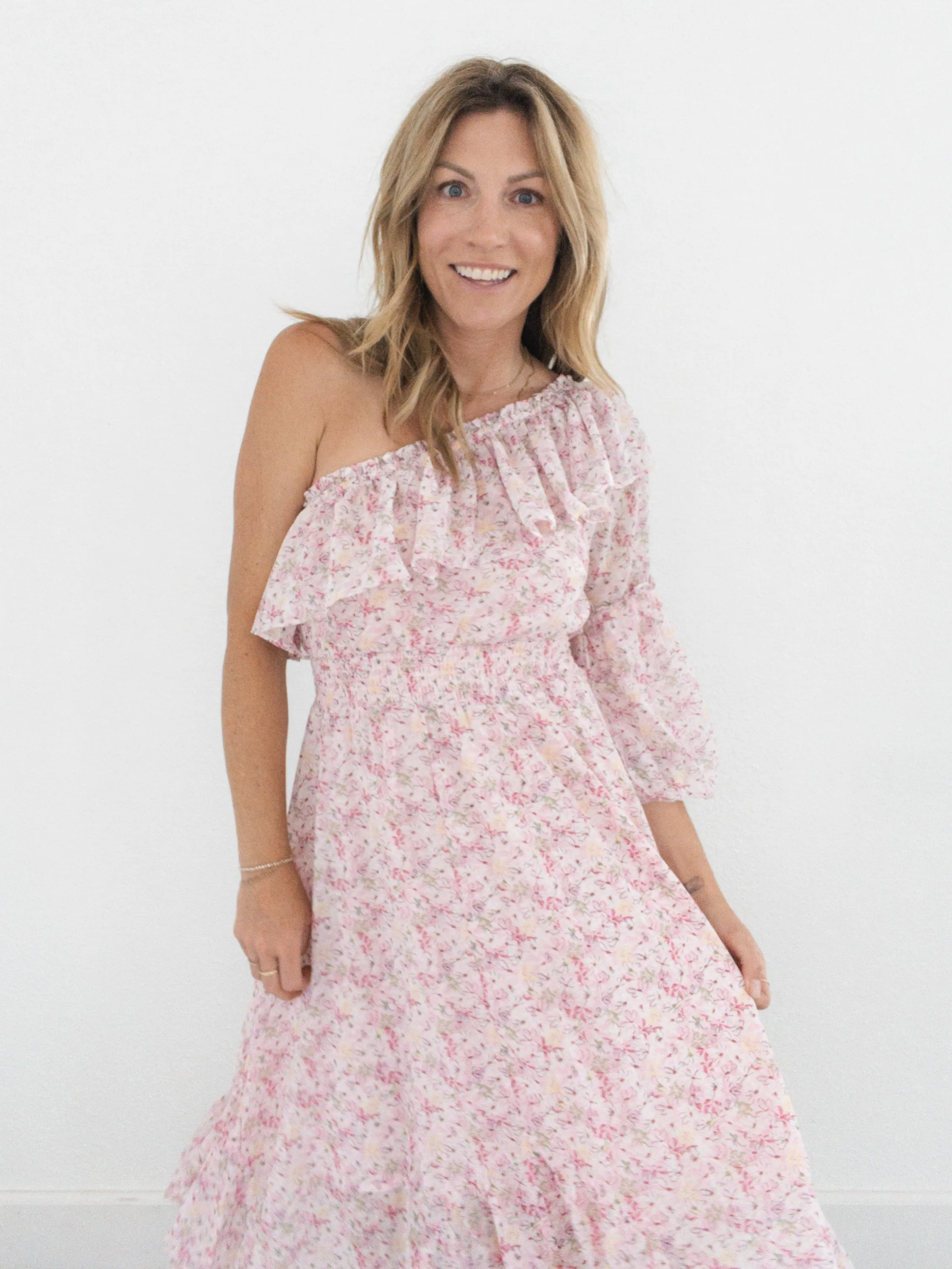 Rose Covered Lenses Midi Dress