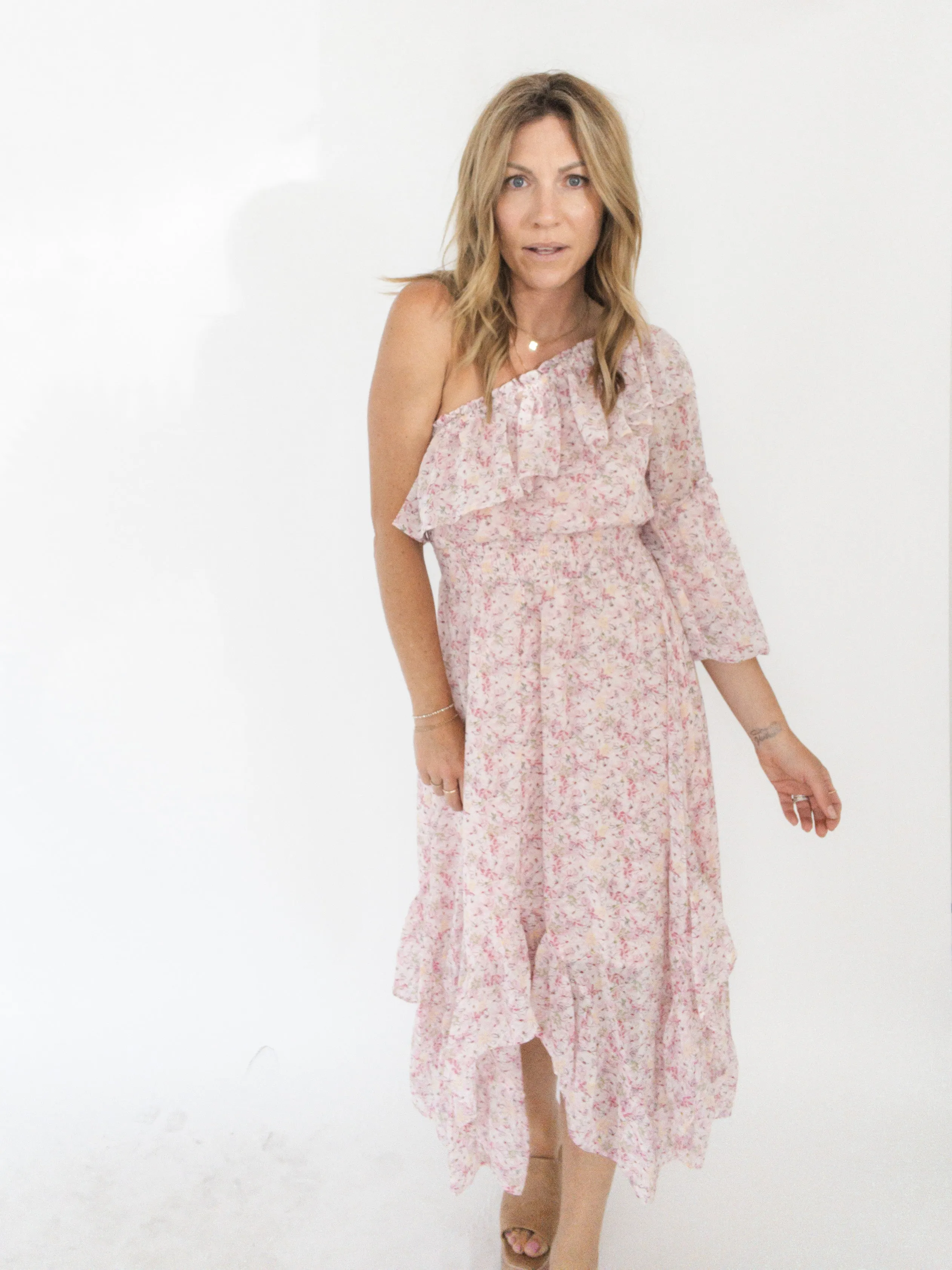 Rose Covered Lenses Midi Dress