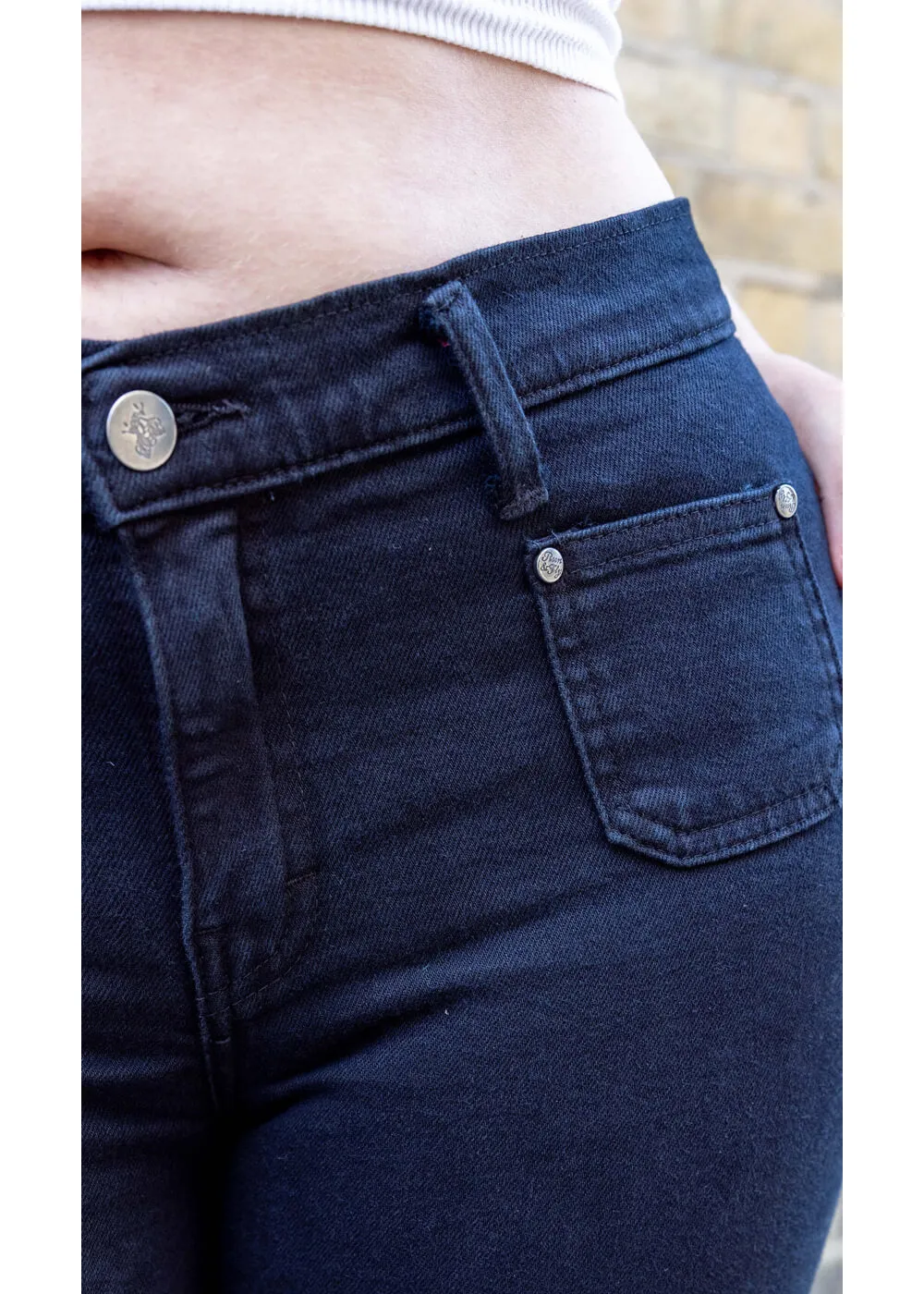 Run & Fly Hippy 70's Flare Trousers Black